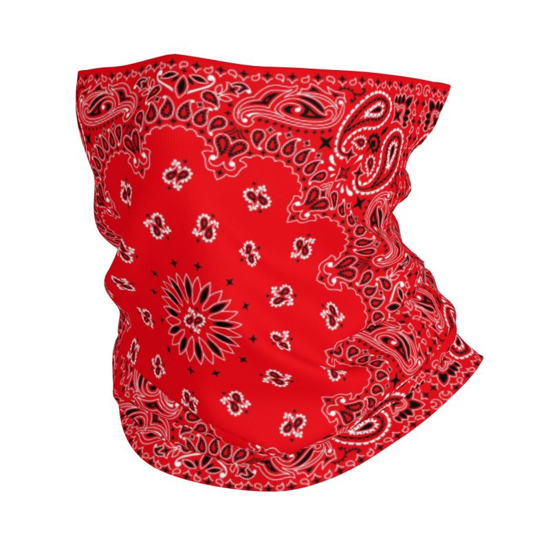 Neck Warmer Tube - Bandeau d'hiver à motif paisley rouge,