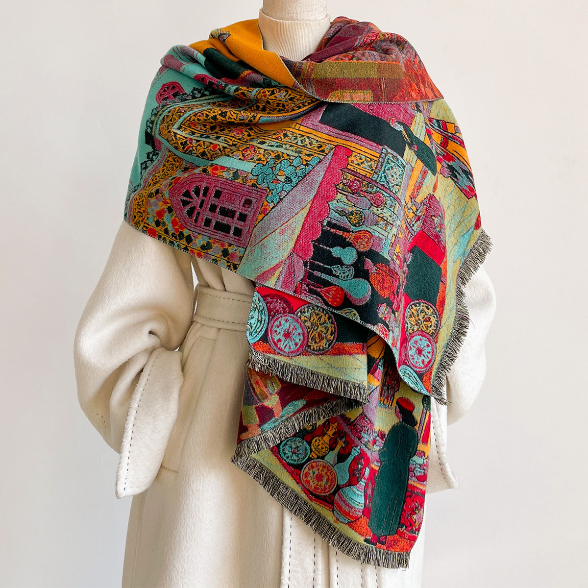 Écharpe en imitation cachemire - Woven Scarf Blanket avis et prix